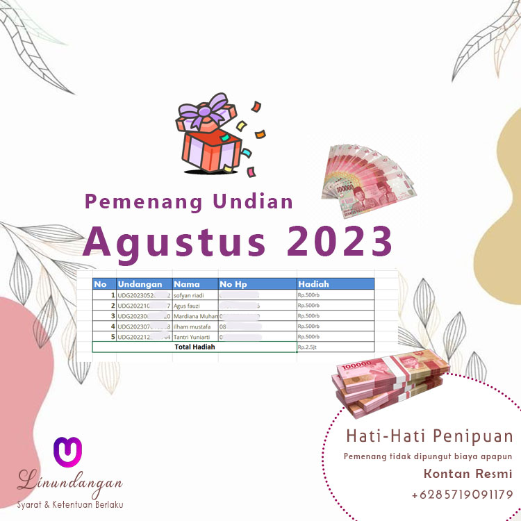 Pemenang Undian Uang Tunai Bulan Agustus 2023 Linkundangan